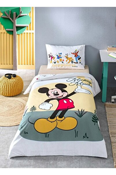 Özdilek Single Fitted Sheet Licensed Duvet Cover Set Mickey Nomadic Yellow