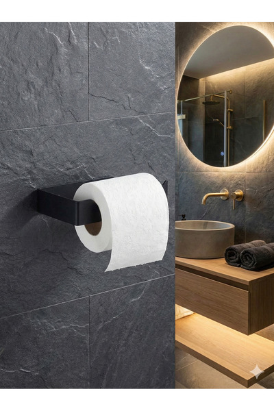 LUNOART Suport pentru hârtie igienică din metal negru mat modern (ADEZIV) |  ...