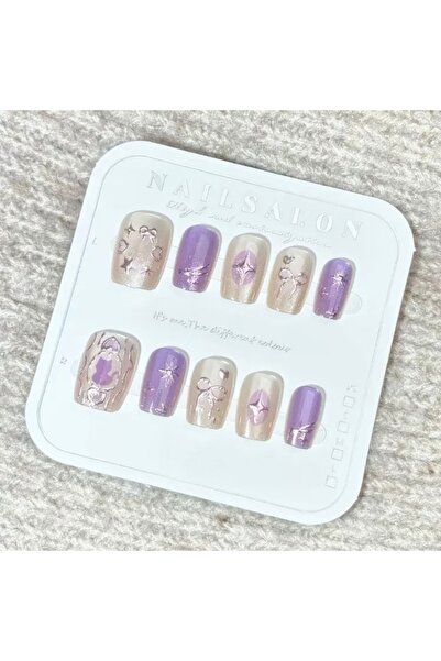 Accessories Hei Mor Kedi ve Fiyonk Kalp Detaylı Kendinden Yapışkanlı Takma Tı...