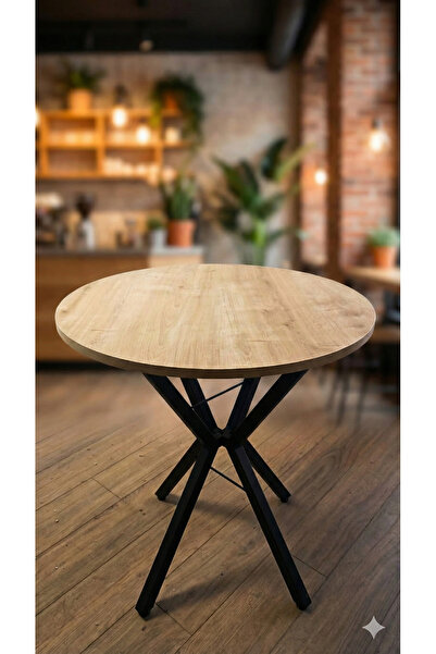 decosense 70 Cm Siyah Metal Ayak 2-3 Kişilik Yuvarlak Masa Mutfak Masası Balk...