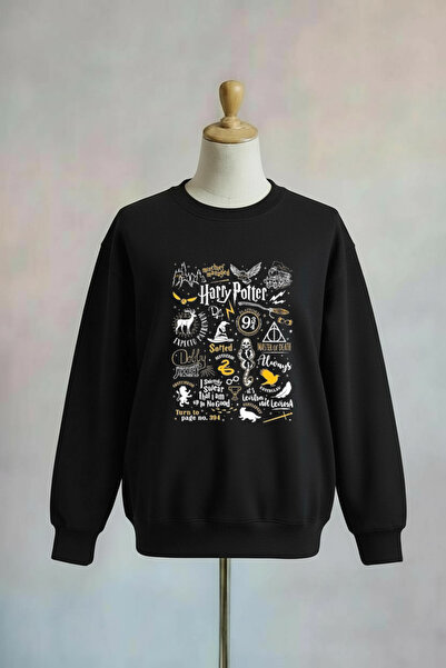Vordevia سويت شيرت هاري بوتر مطبوع من القطن بثلاث خيوط كبير الحجم