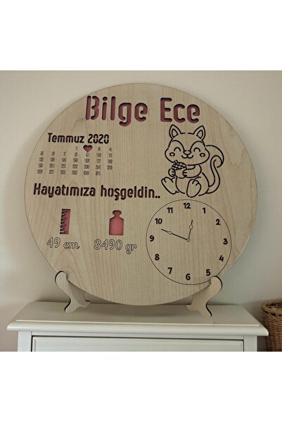 Pelince لوحة ولادة مخصصة باسم المولود الجديد |   هدية ولادة على شكل سنجاب مع ...