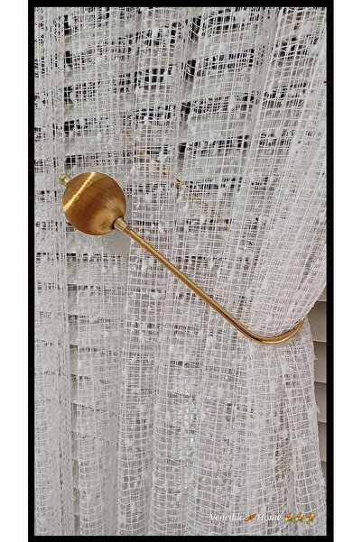 venedik home New Double-Breasted Fastening Ghost Clamps Attached to the Cornice Gold & Gold 1 Piece (Easy Installation Without Drilling the Wall)