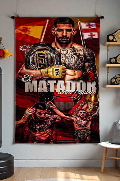 FG Store UFC Ilia Topuria Temalı Dijital Baskılı Duvar Örtüsü Duvar Halısı