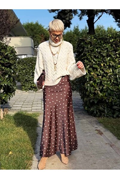 AuraModa KADIN DESENLİ SATEN ETEK