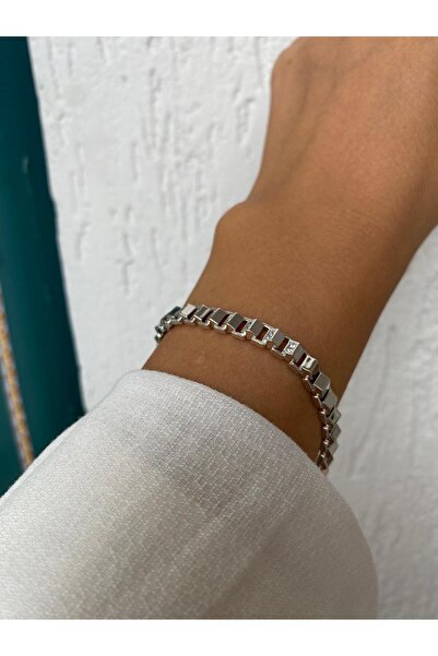 XUPING JEWELRY Asymmetrical Square Stone Detailed Silver Xp Bracelet