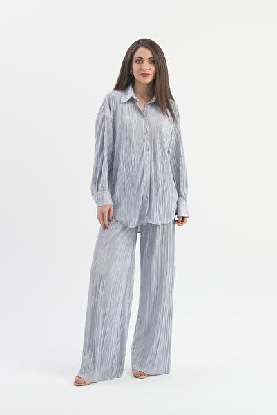 VELİZADE Konfor Model Piliseli Wide Leg Uzun Kollu Abiye Görünümlü Rahat Göml...