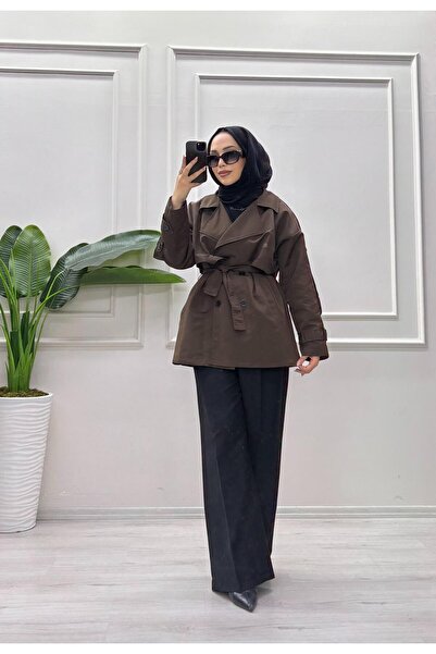 moda acar ASTARLI KISA BOY TRENÇKOT