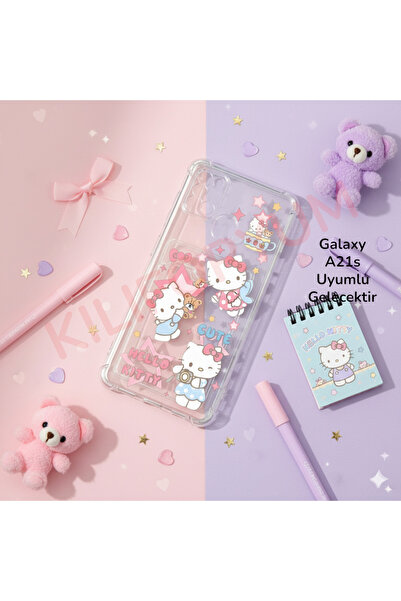 Kılıforyum Samsung Galaxy A21S Kılıf Kartlıklı Baskılı Köşe Koruma Tasarımlı Şeffaf G-Kart Kılıf