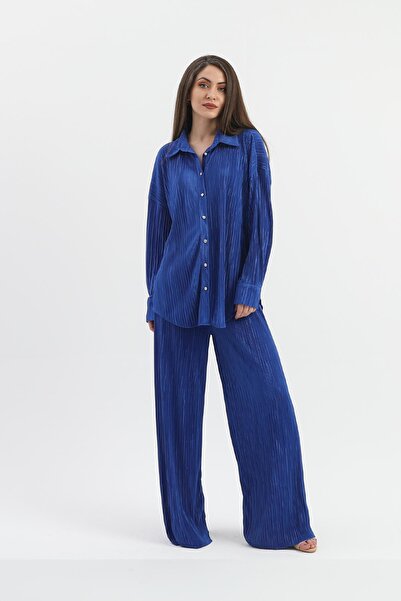 VELİZADE Konfor Model Piliseli Wide Leg Uzun Kollu Abiye Görünümlü Rahat Göml...