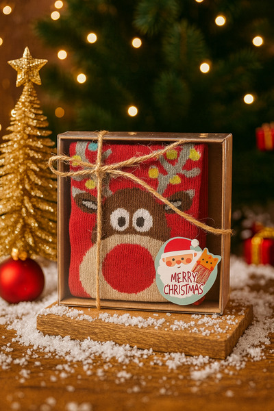 MEKİK BUTİK Boxed 7/9 Year Old Christmas Socks - Gift Children's Socks - Gift Boxed Socks