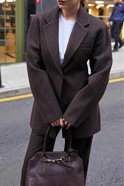 Lavanta Tekstil Double-Breasted Lapel Wool Blazer Jacket