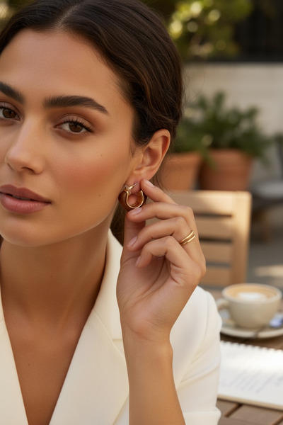 ayoljewelry Brown Steel Earrings