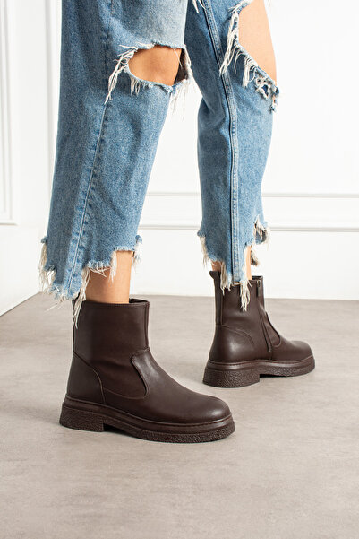 SOFT Cizme mate cu fermoar Chelesa pentru femei Arden Brown, căptușite cu căp...