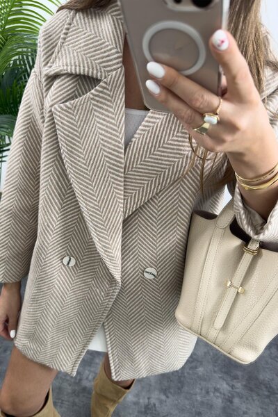 Lavanta Tekstil Houndstooth Oversize Coat