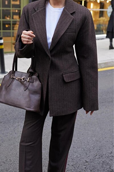 Lavanta Tekstil Double-Breasted Lapel Wool Blazer Jacket