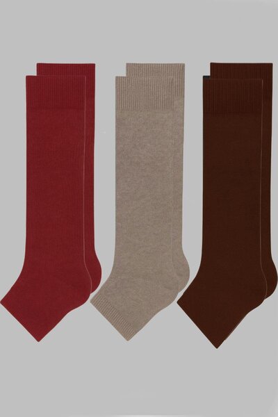 COTENCONCEPT 3 Adet Burunsuz Basic Pamuk İçerikli Yoga Tozluk