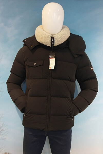 BLACKMOOD Yaka Kürklü kapşonlü şişme mont