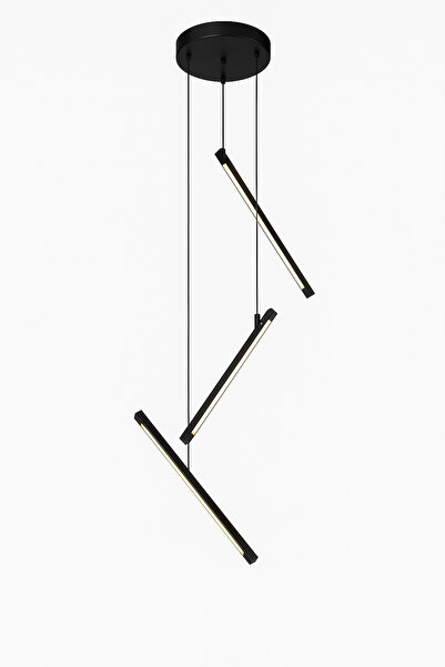 genric Modern black chandelier with yellow light, 12 watts, triple-light