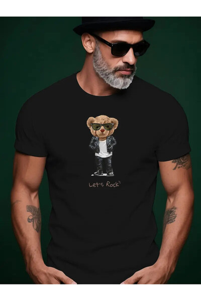PARUNIV Tricou barbati Let's Rock, stil casual, lejer, potrivit pentru evenim...