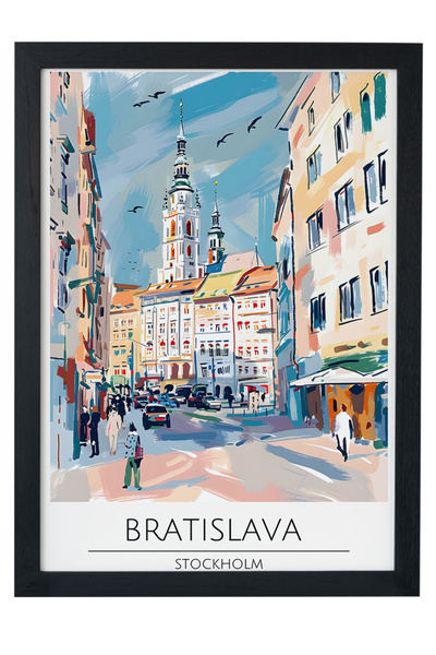 gxe.art Διακοσμητικός πίνακας τοίχου με ξύλινο πλαίσιο BRATISLAVA STOCKHOLM