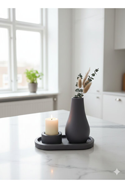 TACTIC Decorative Set of 3 - Minimal Vase and Candle Holder Set |   Stylish Home and Office Decoration Product