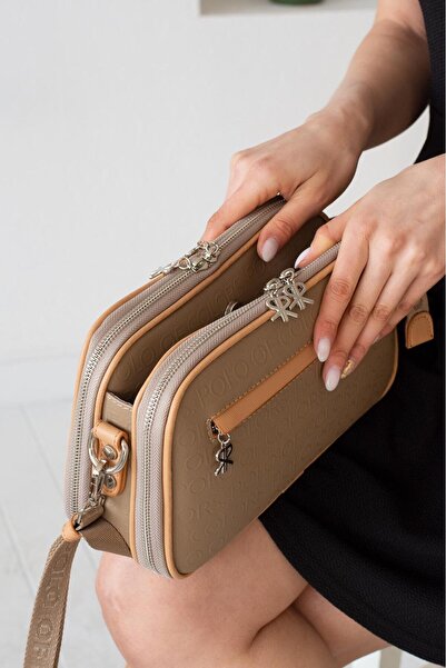 Çanta Trend Polo of Color Women's 5-Compartment Adjustable Long Strap Shoulder Bag Messenger Bag