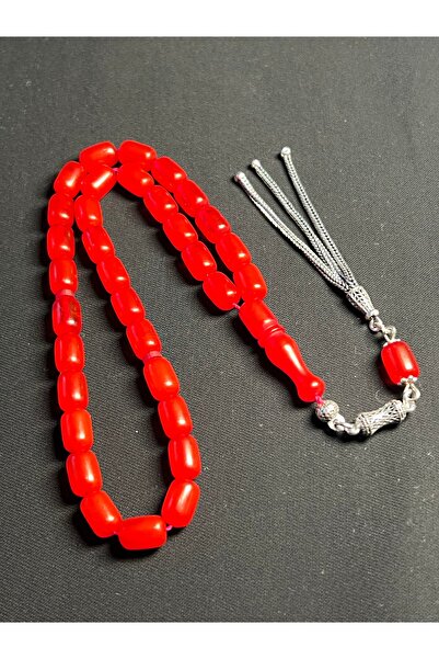 Erbab i Kehribar Design Fire Amber Prayer Beads-Silver Tassel Design