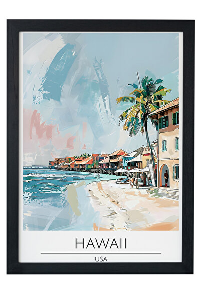 gxe.art Poster de călătorie Hawaii Beachfront, Statele Unite ale Americii |  ...