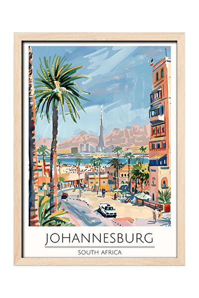 gxe.art Διακοσμητικός πίνακας τοίχου με ξύλινο πλαίσιο Τζοχάνησμπουργκ Νότια ...