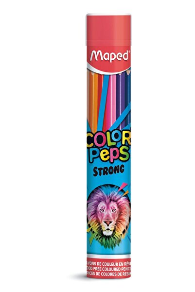 Maped مابد اقلام تلوين سترونغ 12 لون علبة معدنية مستديرة