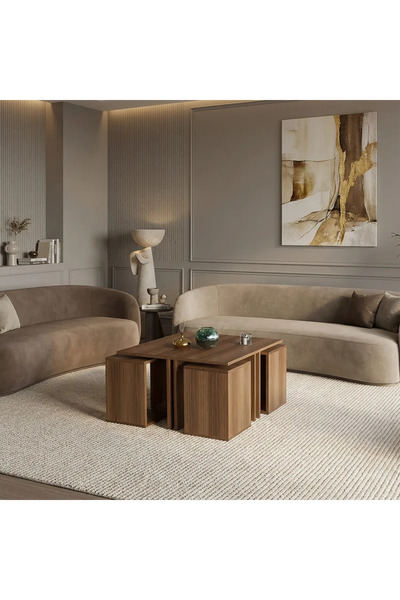 Stylish Home طاولة متوسطة الطول SHCT10 من ستايلش هوم باللون البني، مصنوعة من الخشب الصناعي