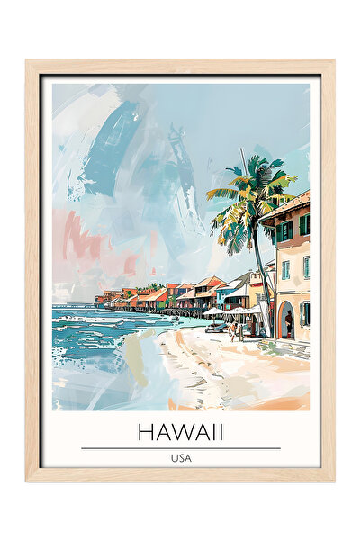 gxe.art Poster de călătorie Hawaii Beachfront, Statele Unite ale Americii |  ...