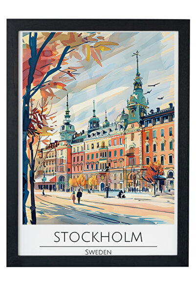 gxe.art Αφίσα ταξιδιού στο Στοκχόλμη, Σουηδία |   Διακοσμητικός πίνακας τοίχο...