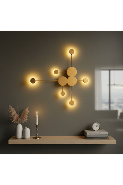 MOİRA Ledos Gold Large Size Led Sconce 117cm 30W Daylight Modern Living Room Wall Lamp,Ledos-15542-A
