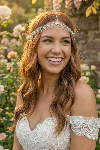 Hayalperest boncuk Crystal Detailed Elegant Headpiece Bridal Accessory Headband Engagement Wedding