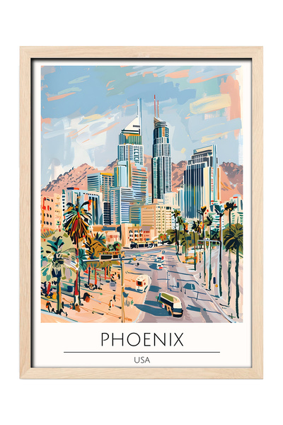 gxe.art PHOENIX USA Dekorativna zidna slika sa drvenim okvirom