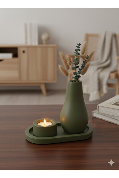 TACTIC Decorative Set of 3 - Minimal Vase and Candle Holder Set |   Stylish Home and Office Decoration Product