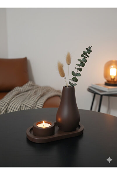 TACTIC Decorative Set of 3 - Minimal Vase and Candle Holder Set |   Stylish Home and Office Decoration Product