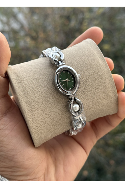 Tulpar New Season Pearl Detailed Cord Oval Case Vintage Women's Wristwatch