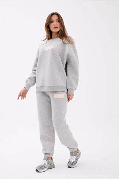 sunfyre Women's Crew Neck Oversized Inside Ş Fleece-Lined Tracksuit Set