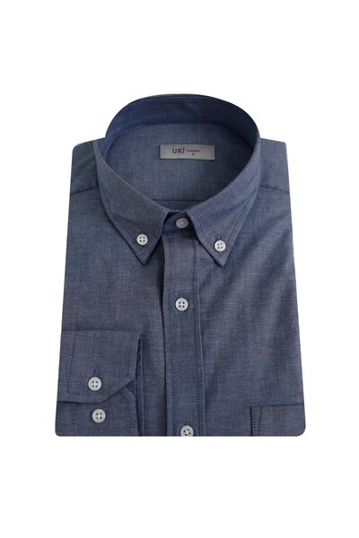 Uki İNDİGO Comfort Fit Uzun Kol Oxford Klasik Gömlek
