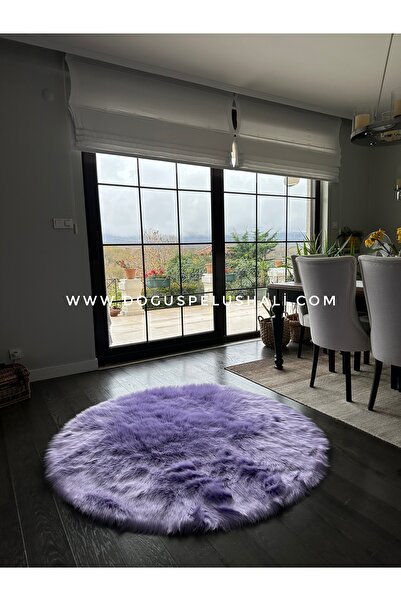 Doğuş Peluş Halı A Post Lila Yumuşak Dokulu Peluş Halı Yuvarlak