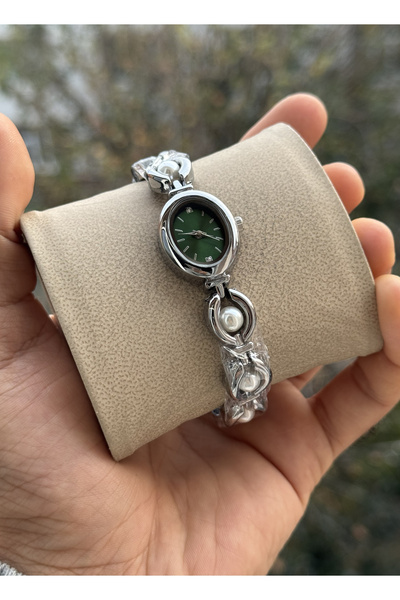 Tulpar New Season Pearl Detailed Cord Oval Case Vintage Women's Wristwatch