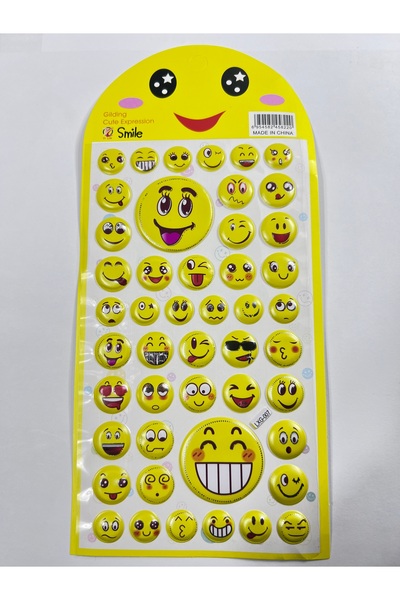 Ctc Gümrük Ürünleri مجموعة ملصقات إيموجي ثلاثية الأبعاد - ملصق وجه مبتسم للمع...