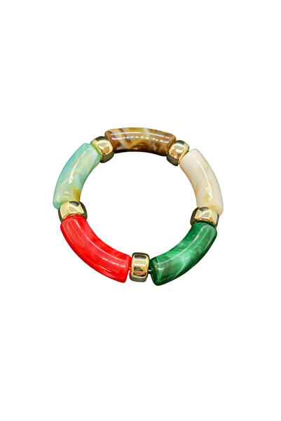 FM Multi-Colored 18cm Length Stylish Acrylic Elastic Bracelet — Modern Elegan...