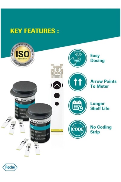 ACCU-CHEK Instant Accu-Chek Instant Blood Glucose Test Strips Total 100 Agent Strips (Two packs of 50 strips each)