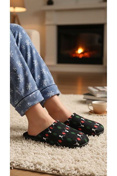 GEZER Plaid Pattern Winter Home Slippers. Guest & Cehi̇z & Winter Home Slippers.