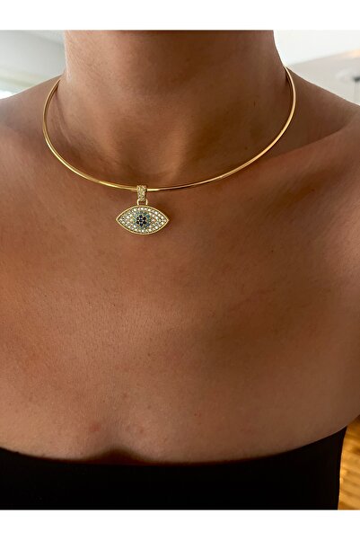 Hoop jewelery قلادة العين المرصعة بالأحجار