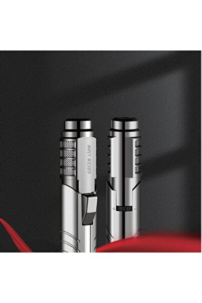 Green Lion Jet Flame Windproof Refillable Butane Lighter with Zinc Alloy Case & 16cm Flame Length